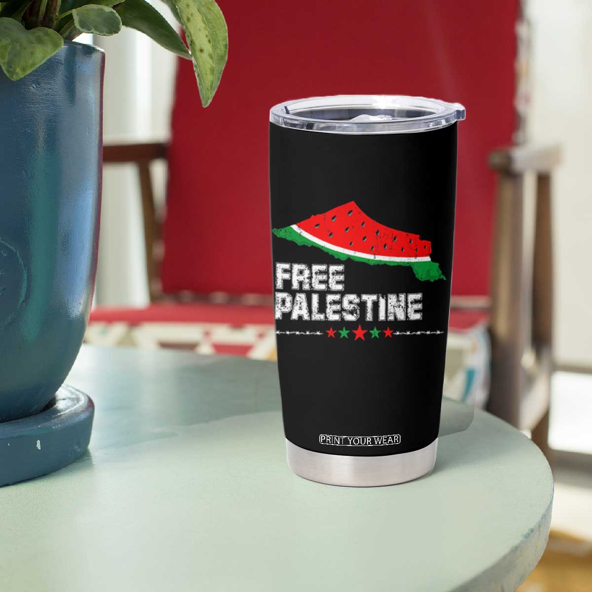 Free Palestine Tumbler Cup Watermelon Map TS10 Print Your Wear
