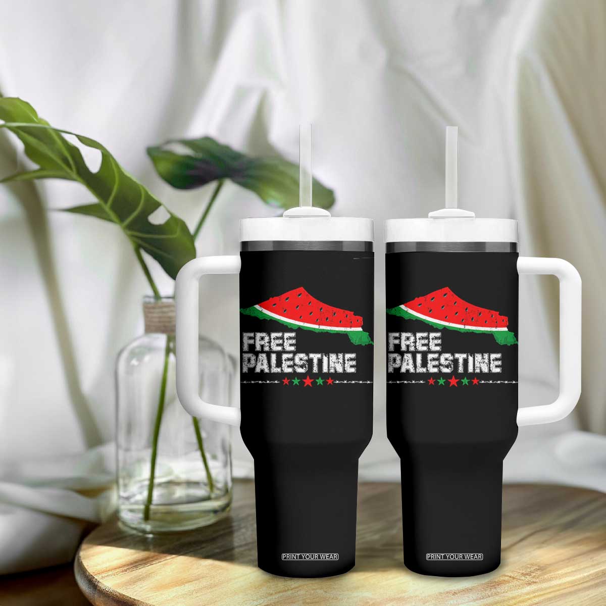 Free Palestine Tumbler With Handle Watermelon Map TS10 Print Your Wear