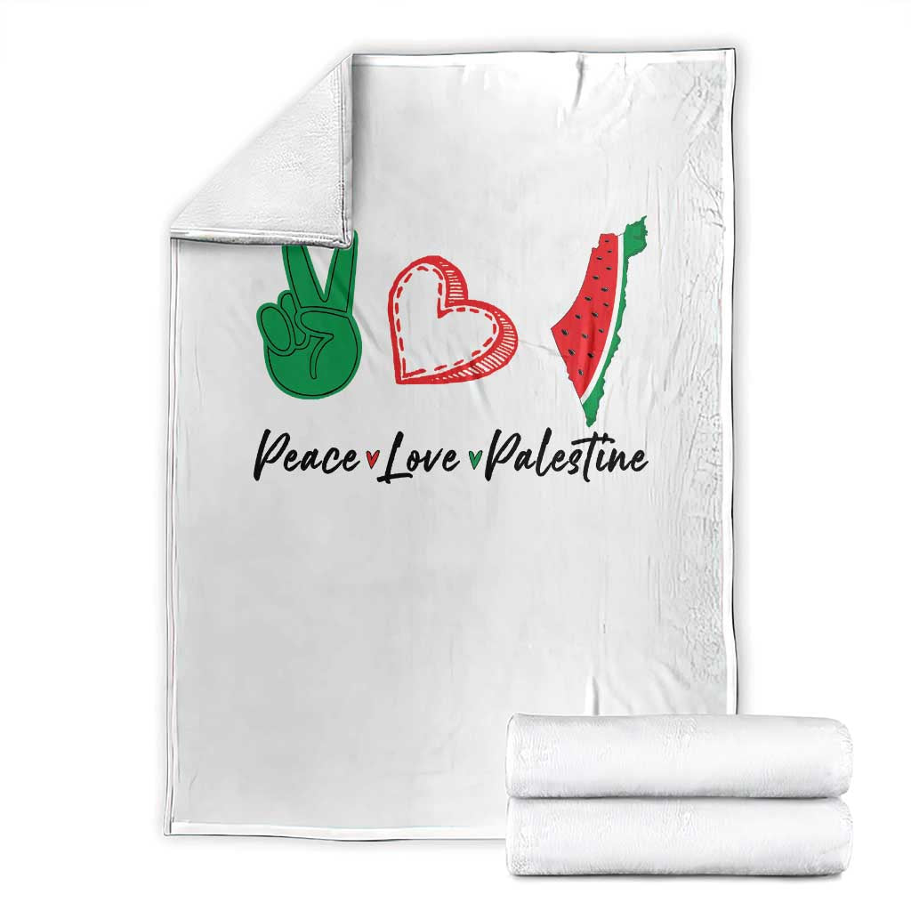 Peace Love Palestine Throw Blanket Gaza Palestinian Flag TS10 White Print Your Wear