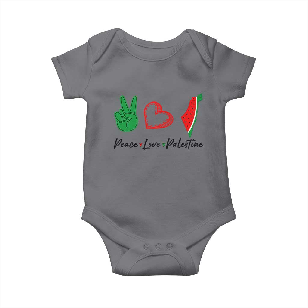 Peace Love Palestine Baby Onesie Gaza Palestinian Flag TS10 Charcoal Print Your Wear