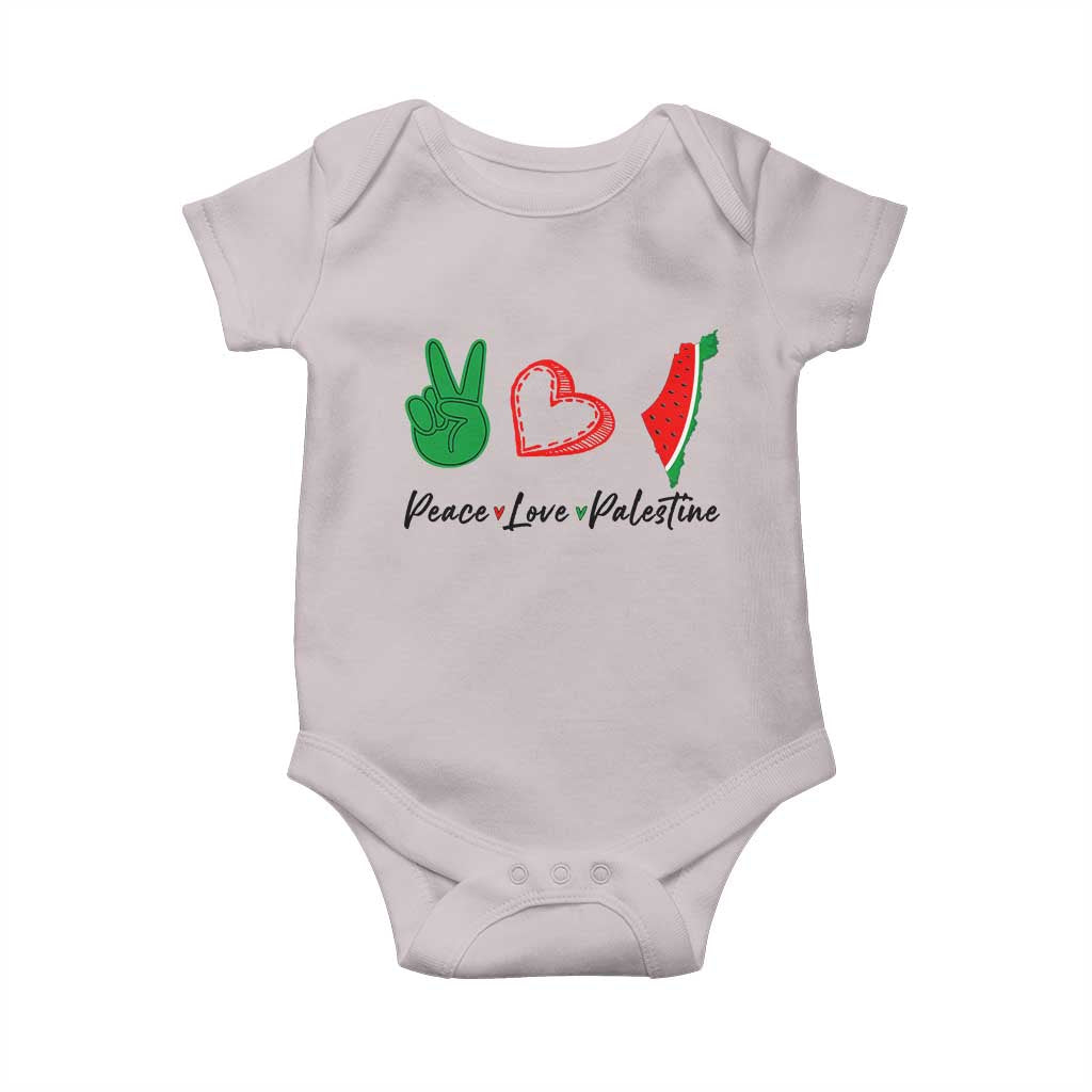 Peace Love Palestine Baby Onesie Gaza Palestinian Flag TS10 Ice Gray Print Your Wear