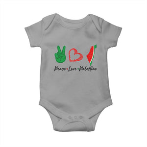 Peace Love Palestine Baby Onesie Gaza Palestinian Flag TS10 Sport Gray Print Your Wear