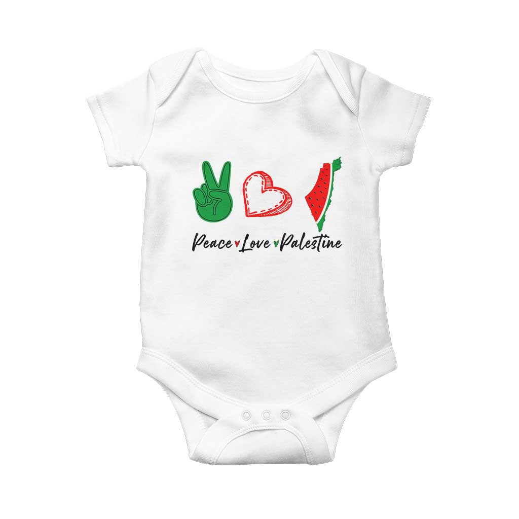 Peace Love Palestine Baby Onesie Gaza Palestinian Flag TS10 White Print Your Wear