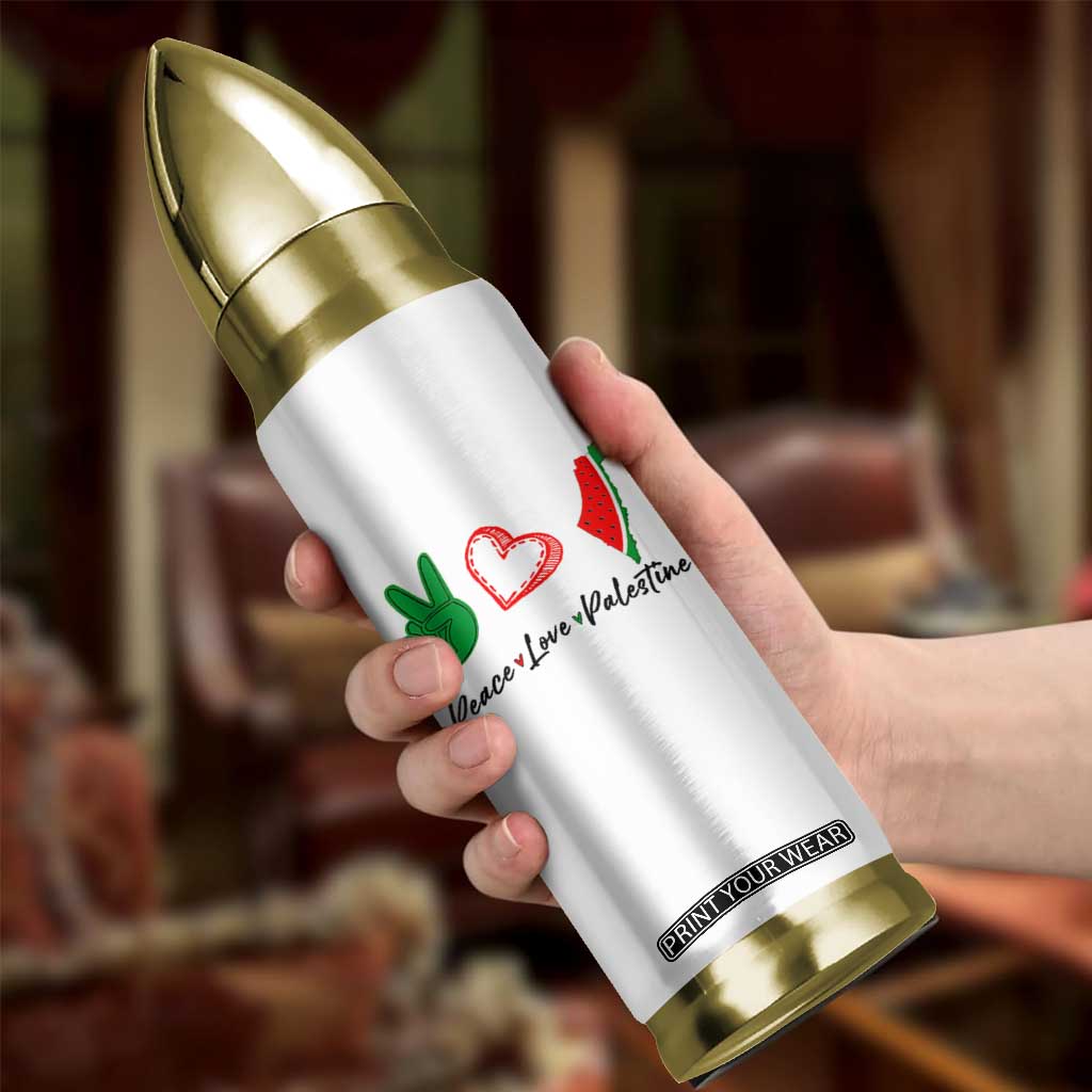 Peace Love Palestine Bullet Tumbler Gaza Palestinian Flag TS10 Print Your Wear