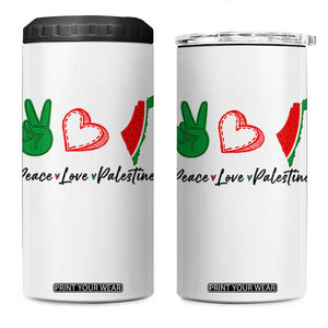 Peace Love Palestine 4 in 1 Can Cooler Tumbler Gaza Palestinian Flag TS10 One Size: 16 oz White Print Your Wear