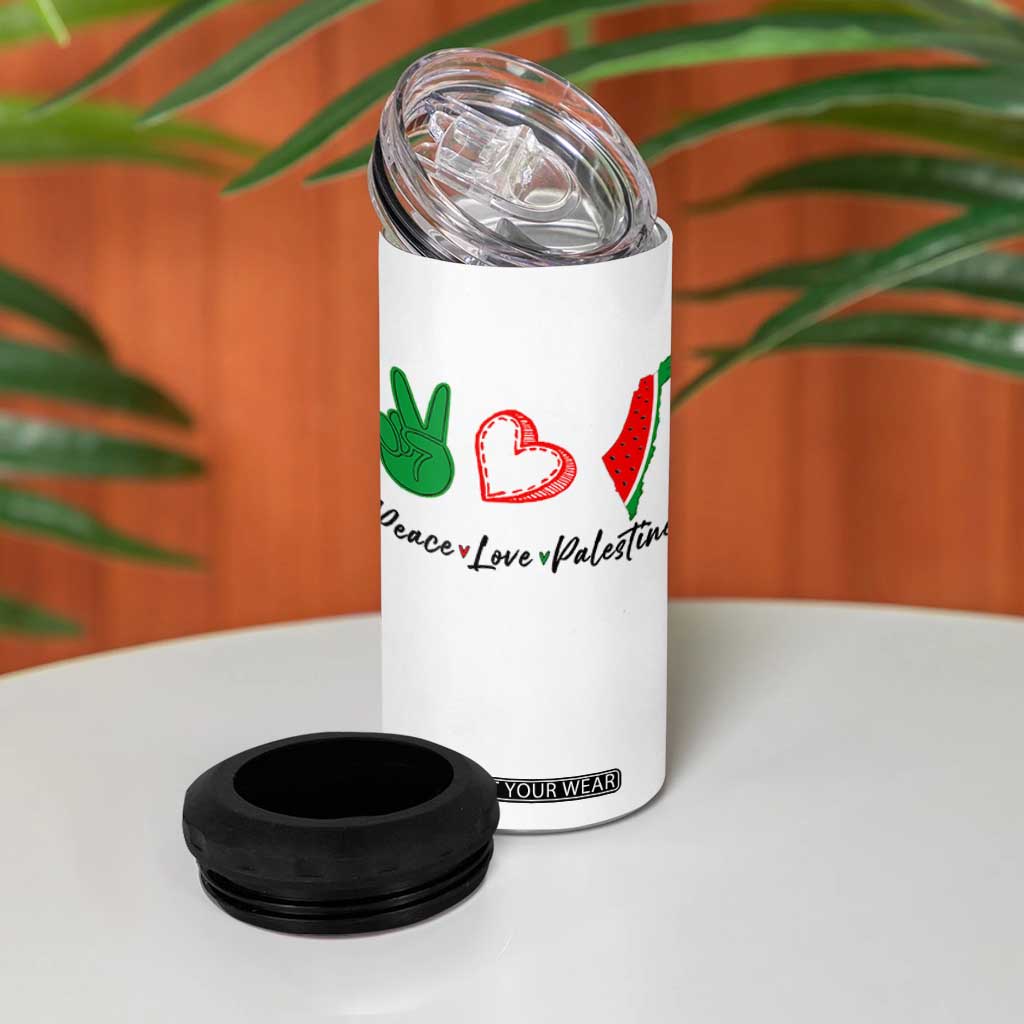 Peace Love Palestine 4 in 1 Can Cooler Tumbler Gaza Palestinian Flag TS10 Print Your Wear