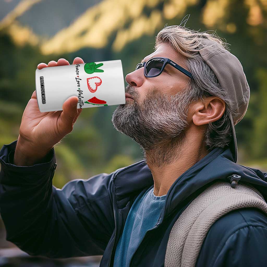 Peace Love Palestine 4 in 1 Can Cooler Tumbler Gaza Palestinian Flag TS10 Print Your Wear