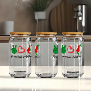 Peace Love Palestine Glass Can Gaza Palestinian Flag TS10 Print Your Wear