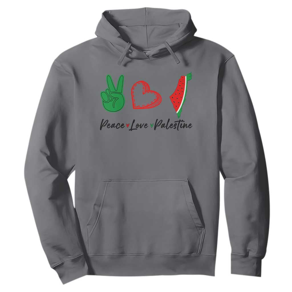 Peace Love Palestine Hoodie Gaza Palestinian Flag TS10 Charcoal Print Your Wear