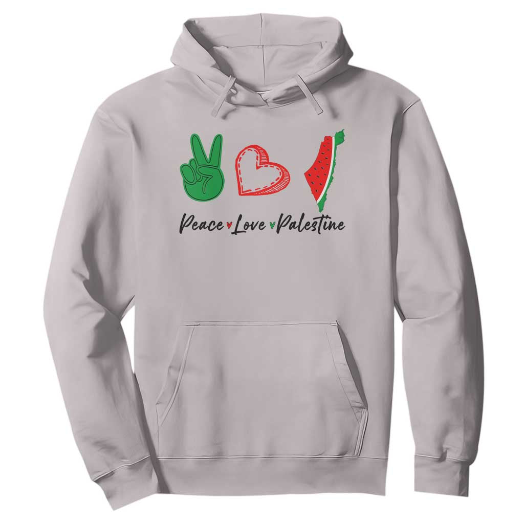 Peace Love Palestine Hoodie Gaza Palestinian Flag TS10 Ice Gray Print Your Wear