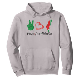 Peace Love Palestine Hoodie Gaza Palestinian Flag TS10 Ice Gray Print Your Wear