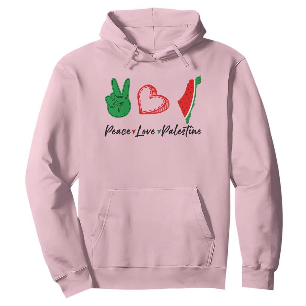 Peace Love Palestine Hoodie Gaza Palestinian Flag TS10 Light Pink Print Your Wear