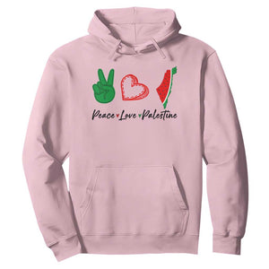 Peace Love Palestine Hoodie Gaza Palestinian Flag TS10 Light Pink Print Your Wear