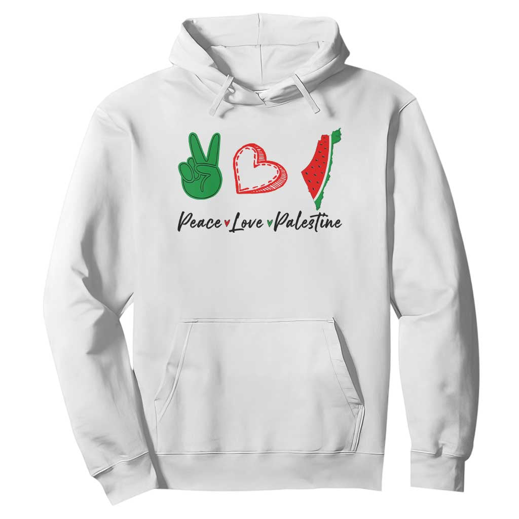 Peace Love Palestine Hoodie Gaza Palestinian Flag TS10 White Print Your Wear
