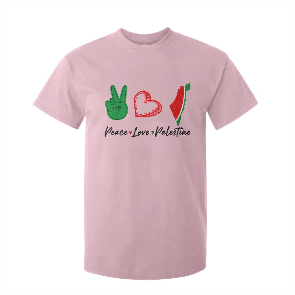 Peace Love Palestine T Shirt For Kid Gaza Palestinian Flag TS10 Light Pink Print Your Wear