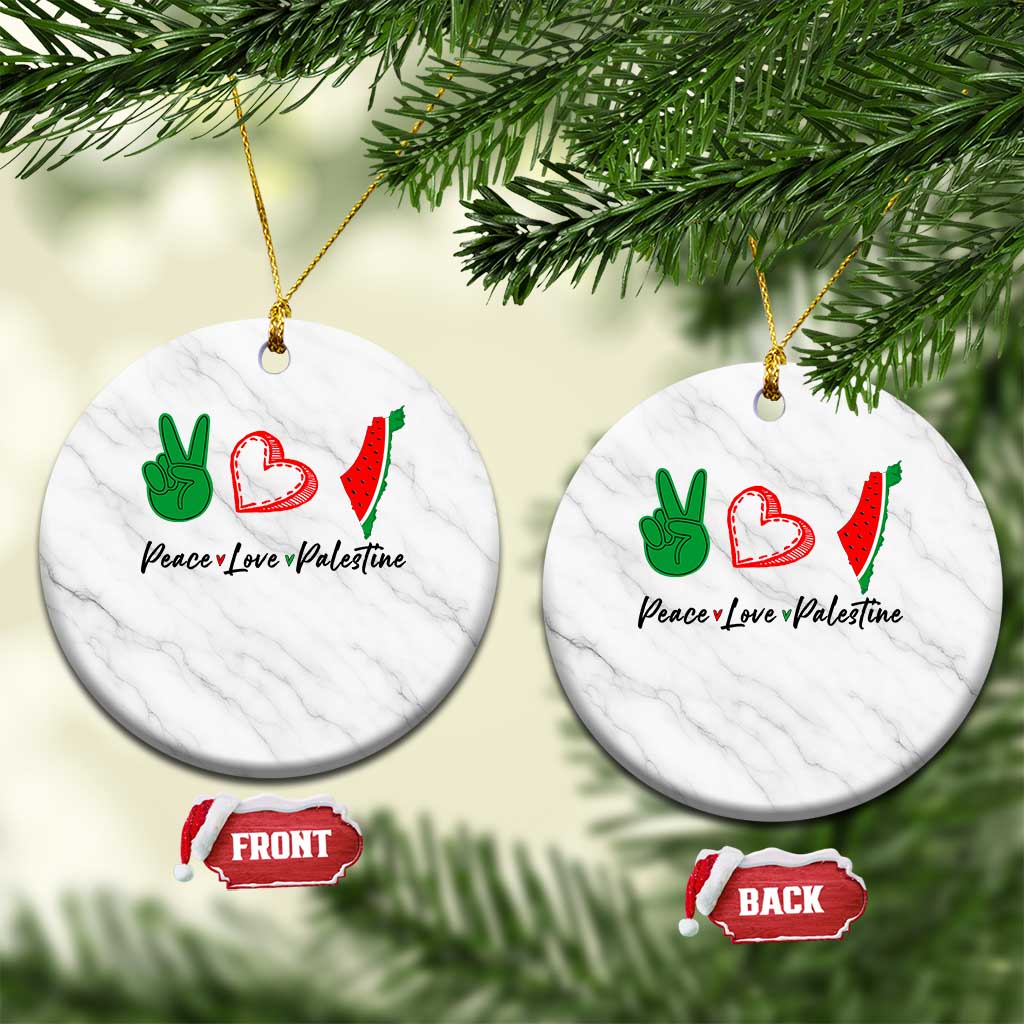 Peace Love Palestine Ceramic Ornament Gaza Palestinian Flag TS10 1pc White Marble Print Your Wear