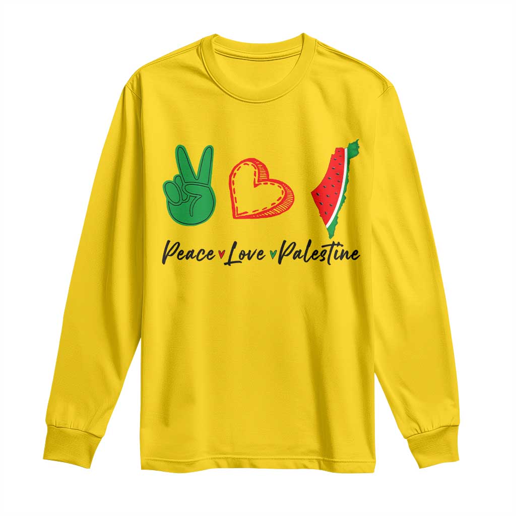 Peace Love Palestine Long Sleeve Shirt Gaza Palestinian Flag TS10 Daisy Print Your Wear