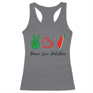 Peace Love Palestine Racerback Tank Top Gaza Palestinian Flag TS10 Charcoal Print Your Wear
