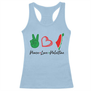 Peace Love Palestine Racerback Tank Top Gaza Palestinian Flag TS10 Light Blue Print Your Wear