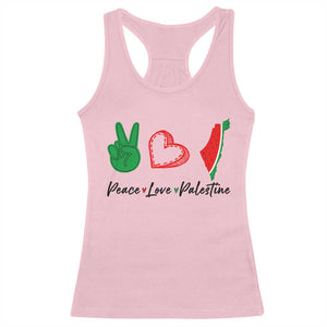 Peace Love Palestine Racerback Tank Top Gaza Palestinian Flag TS10 Light Pink Print Your Wear
