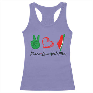 Peace Love Palestine Racerback Tank Top Gaza Palestinian Flag TS10 Violet Print Your Wear