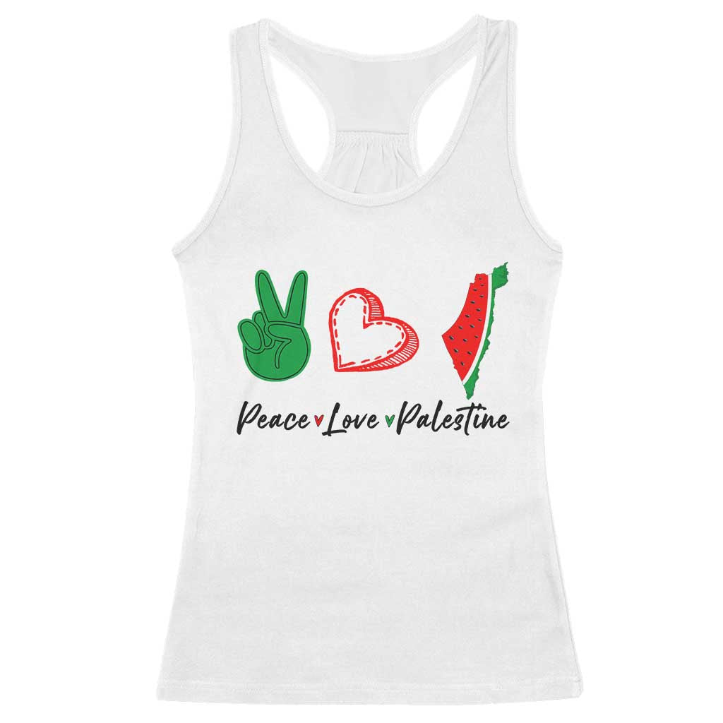 Peace Love Palestine Racerback Tank Top Gaza Palestinian Flag TS10 White Print Your Wear