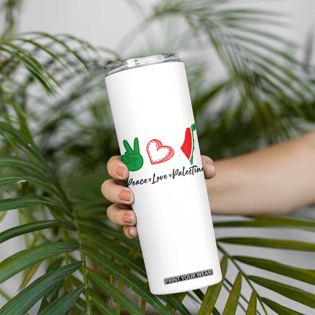 Peace Love Palestine Skinny Tumbler Gaza Palestinian Flag TS10 Print Your Wear