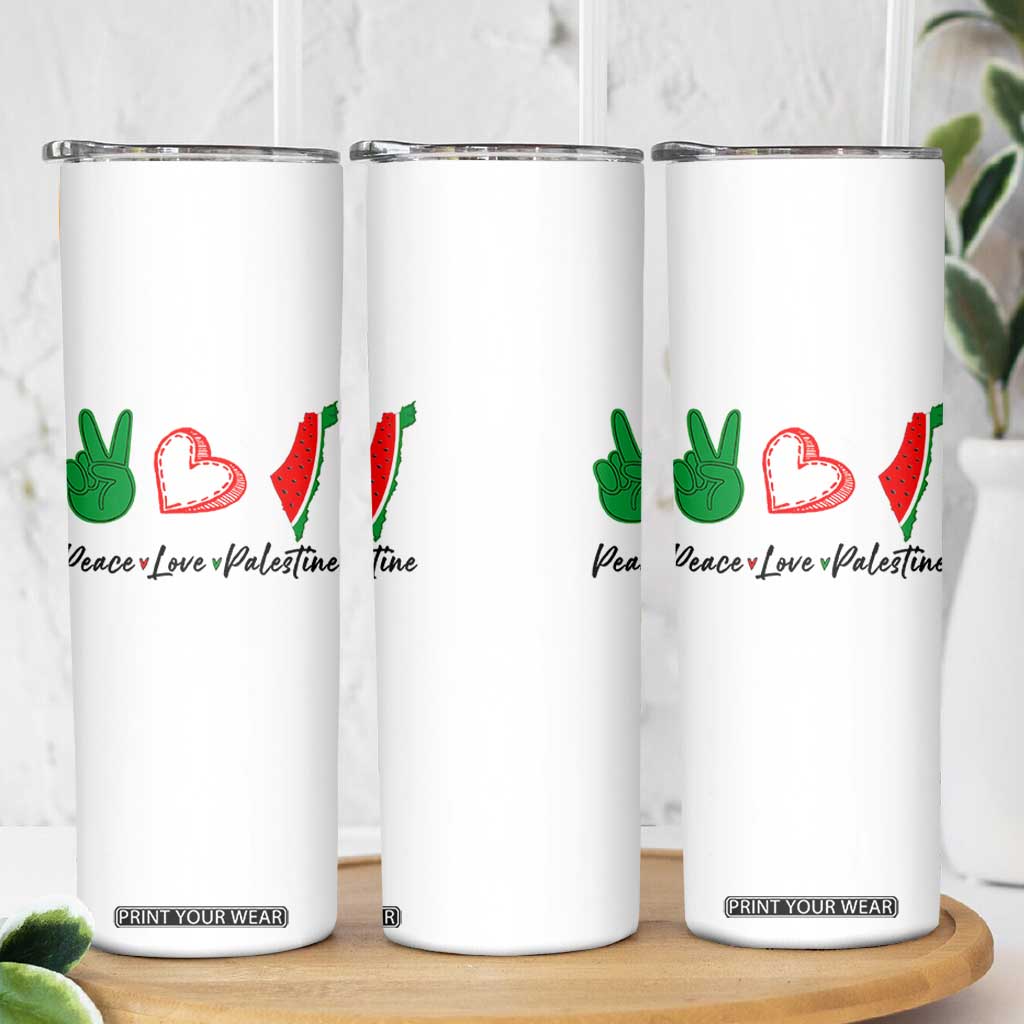 Peace Love Palestine Skinny Tumbler Gaza Palestinian Flag TS10 Print Your Wear