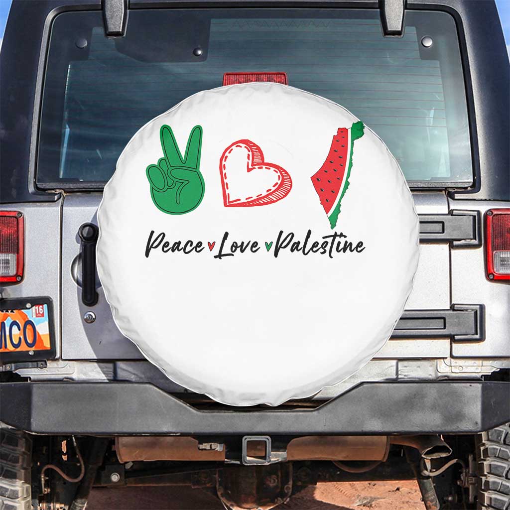 Peace Love Palestine Spare Tire Cover Gaza Palestinian Flag TS10 No hole White Print Your Wear