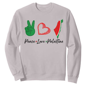 Peace Love Palestine Sweatshirt Gaza Palestinian Flag TS10 Ice Gray Print Your Wear