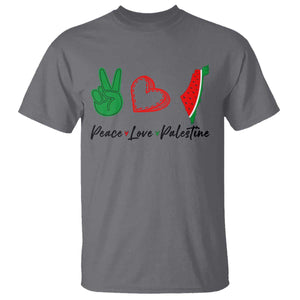 Peace Love Palestine T Shirt Gaza Palestinian Flag TS10 Charcoal Print Your Wear
