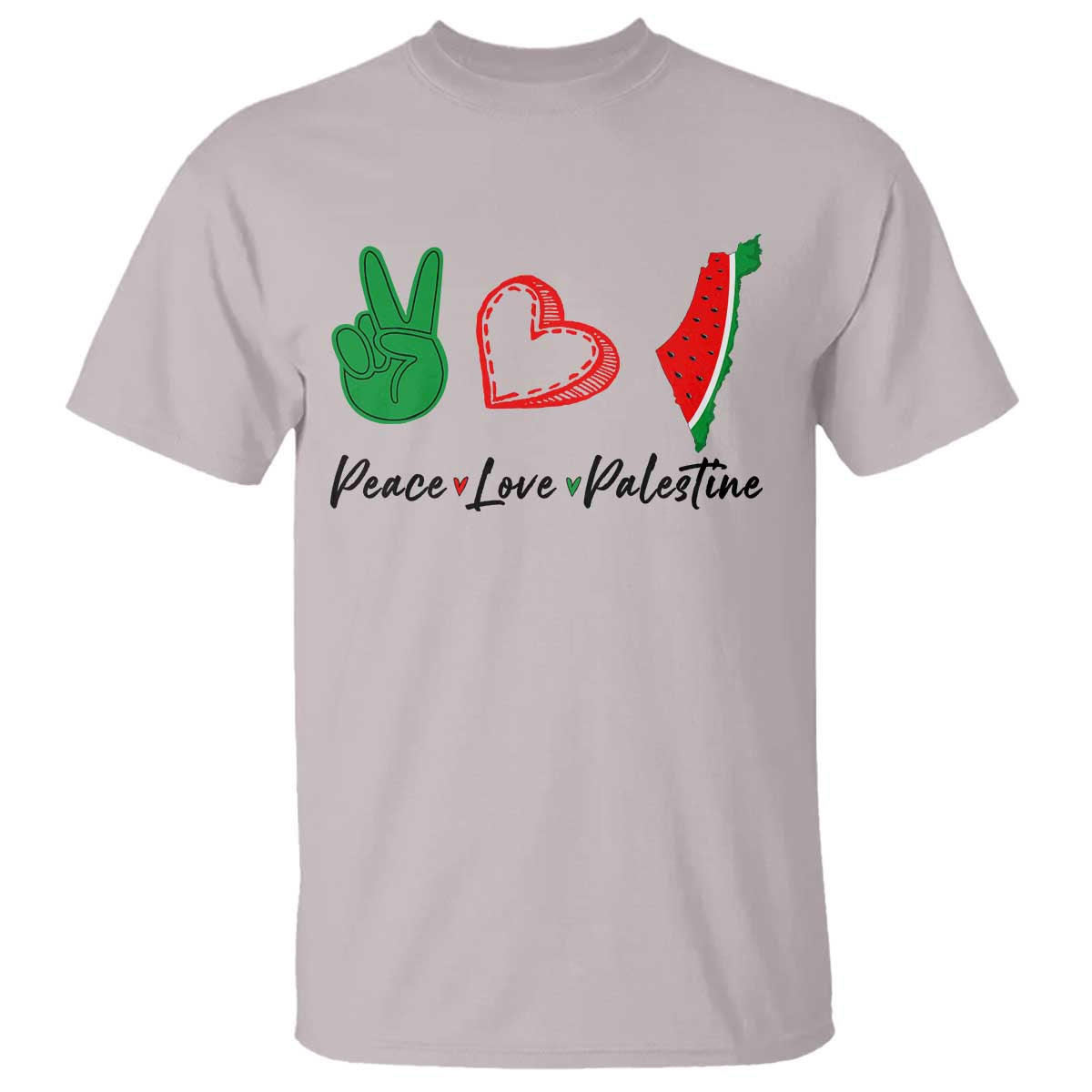 Peace Love Palestine T Shirt Gaza Palestinian Flag TS10 Ice Gray Print Your Wear
