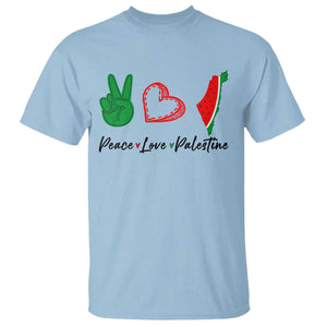 Peace Love Palestine T Shirt Gaza Palestinian Flag TS10 Light Blue Print Your Wear