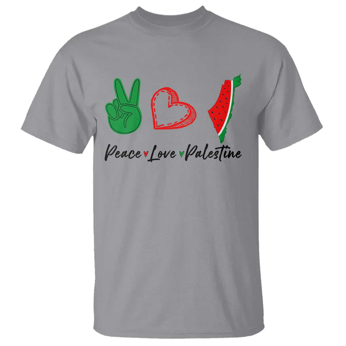 Peace Love Palestine T Shirt Gaza Palestinian Flag TS10 Sport Gray Print Your Wear