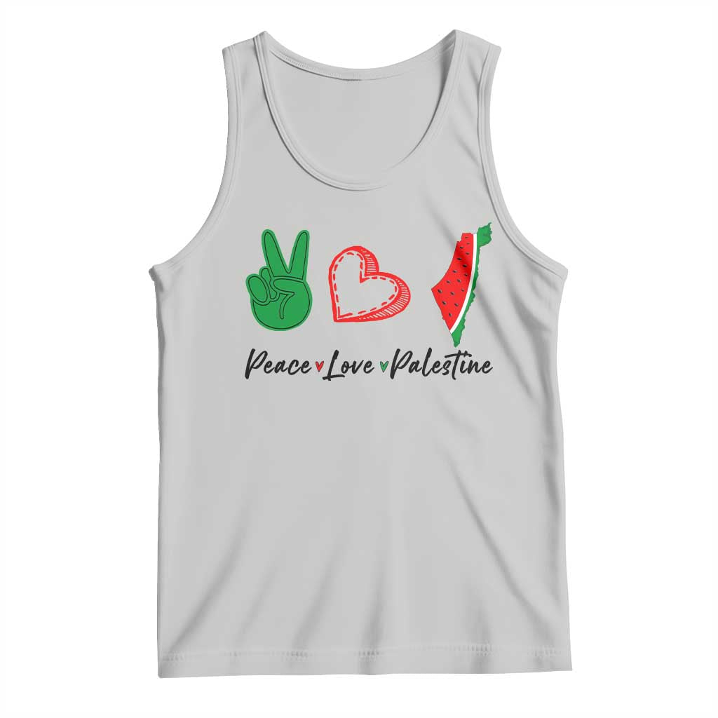 Peace Love Palestine Tank Top Gaza Palestinian Flag TS10 Ash Print Your Wear