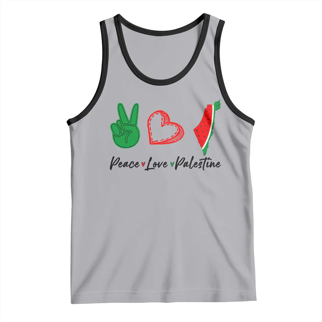 Peace Love Palestine Tank Top Gaza Palestinian Flag TS10 Athletic Heather Black Print Your Wear