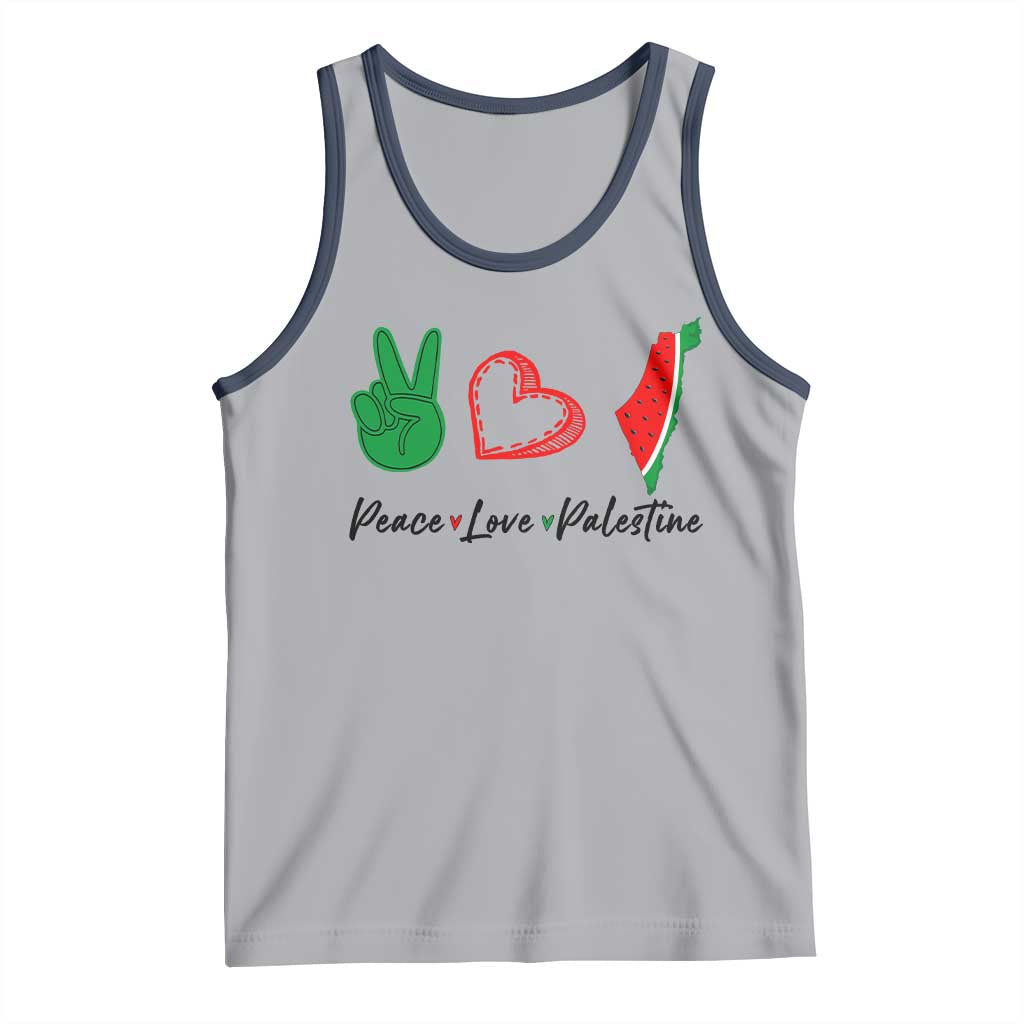 Peace Love Palestine Tank Top Gaza Palestinian Flag TS10 Athletic Heather Navy Print Your Wear