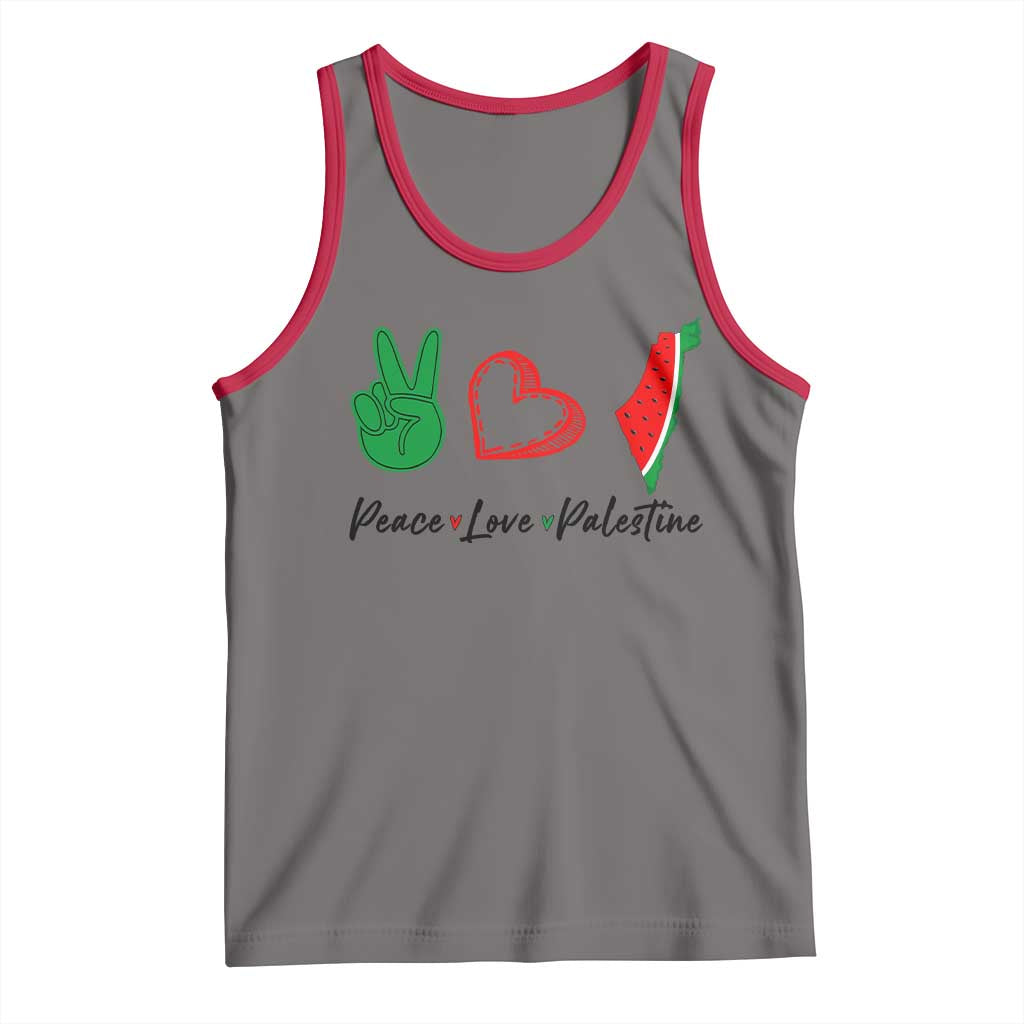 Peace Love Palestine Tank Top Gaza Palestinian Flag TS10 Deep Heather Red Print Your Wear