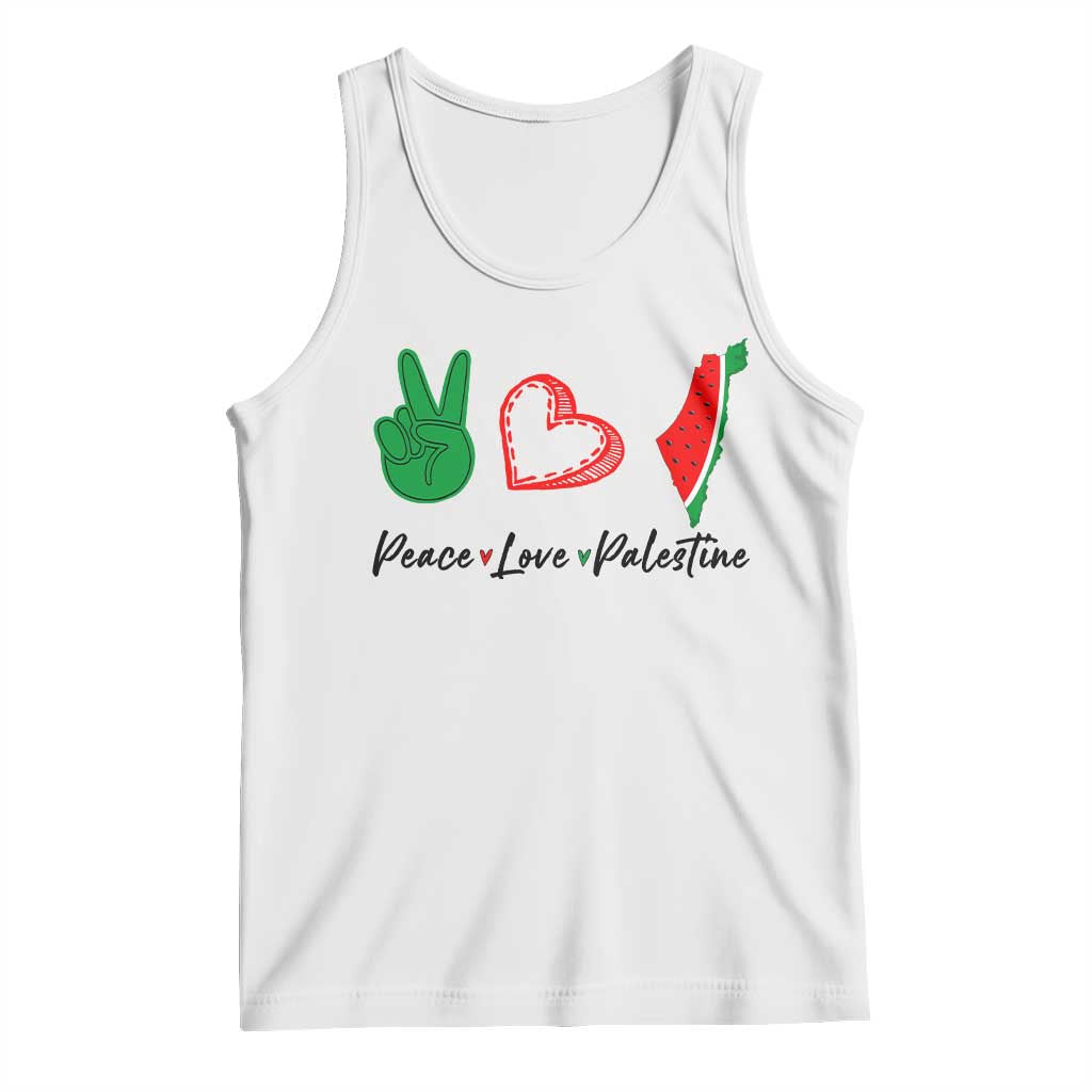 Peace Love Palestine Tank Top Gaza Palestinian Flag TS10 White Print Your Wear