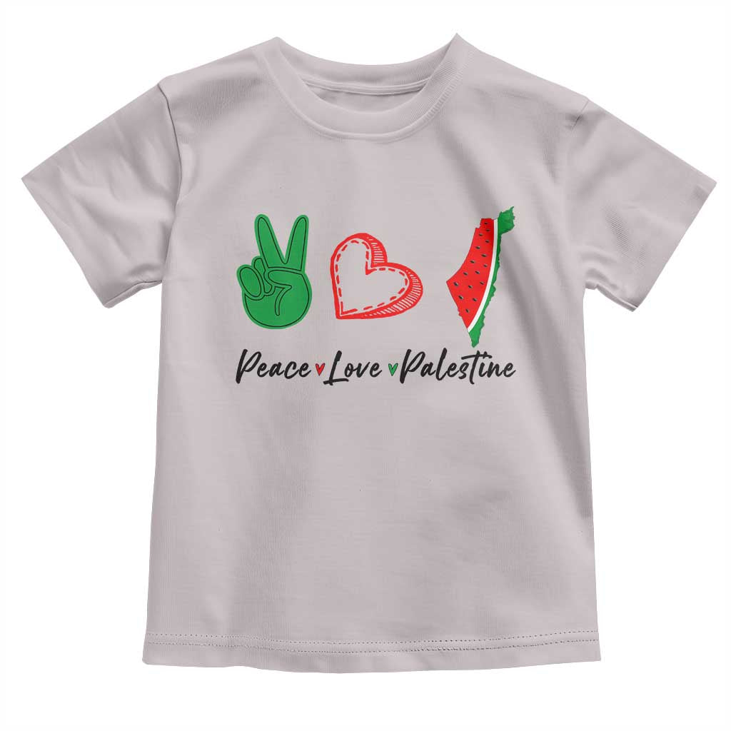 Peace Love Palestine Toddler T Shirt Gaza Palestinian Flag TS10 Ice Gray Print Your Wear
