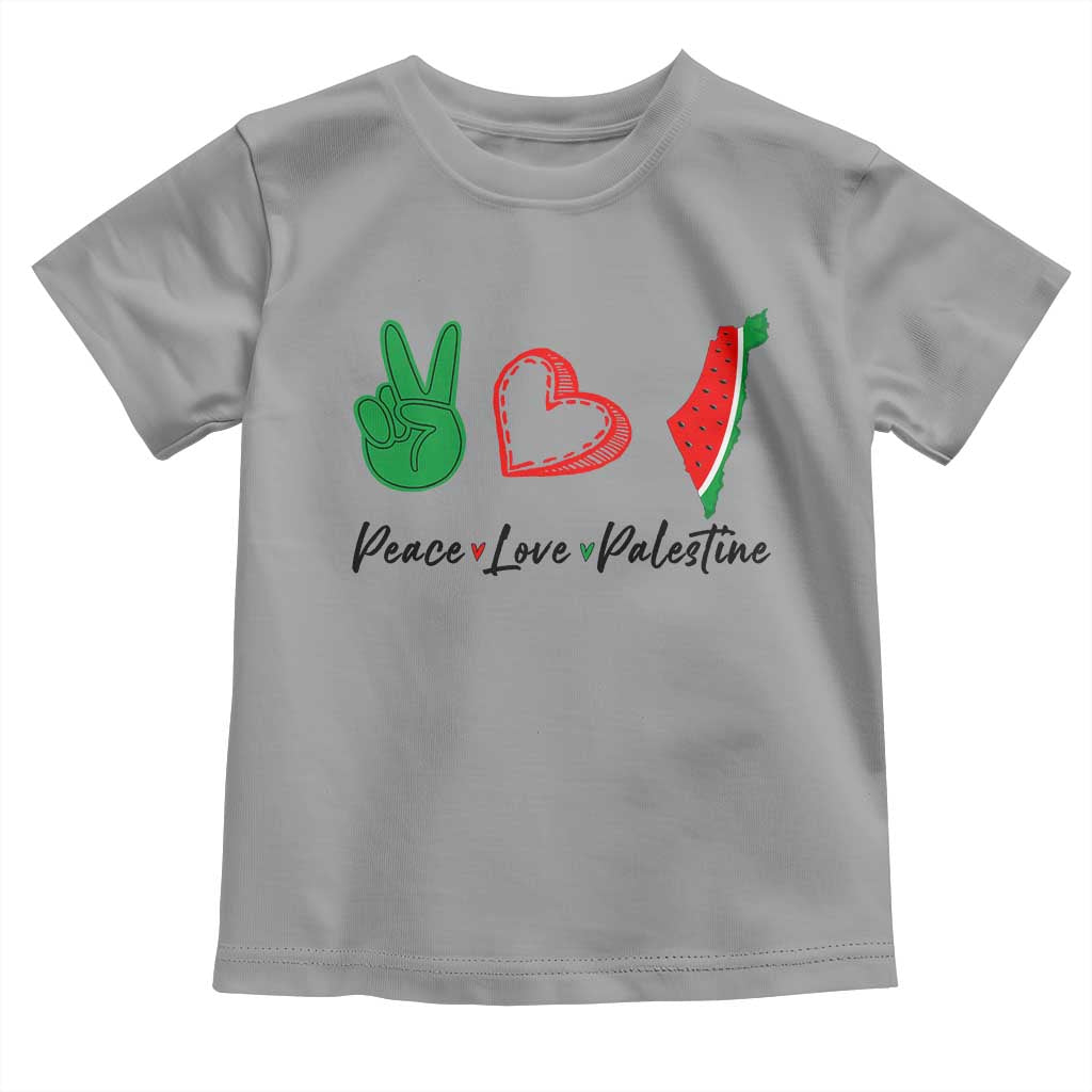 Peace Love Palestine Toddler T Shirt Gaza Palestinian Flag TS10 Sport Gray Print Your Wear