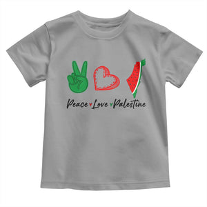 Peace Love Palestine Toddler T Shirt Gaza Palestinian Flag TS10 Sport Gray Print Your Wear