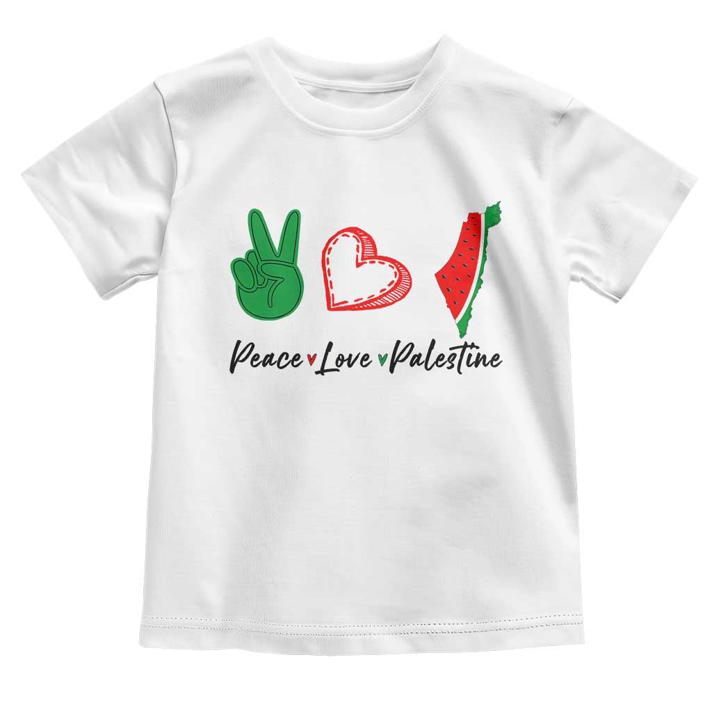 Peace Love Palestine Toddler T Shirt Gaza Palestinian Flag TS10 White Print Your Wear
