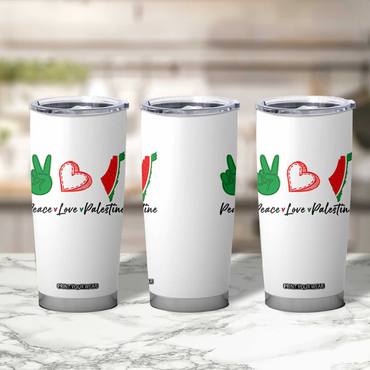 Peace Love Palestine Tumbler Cup Gaza Palestinian Flag TS10 Print Your Wear