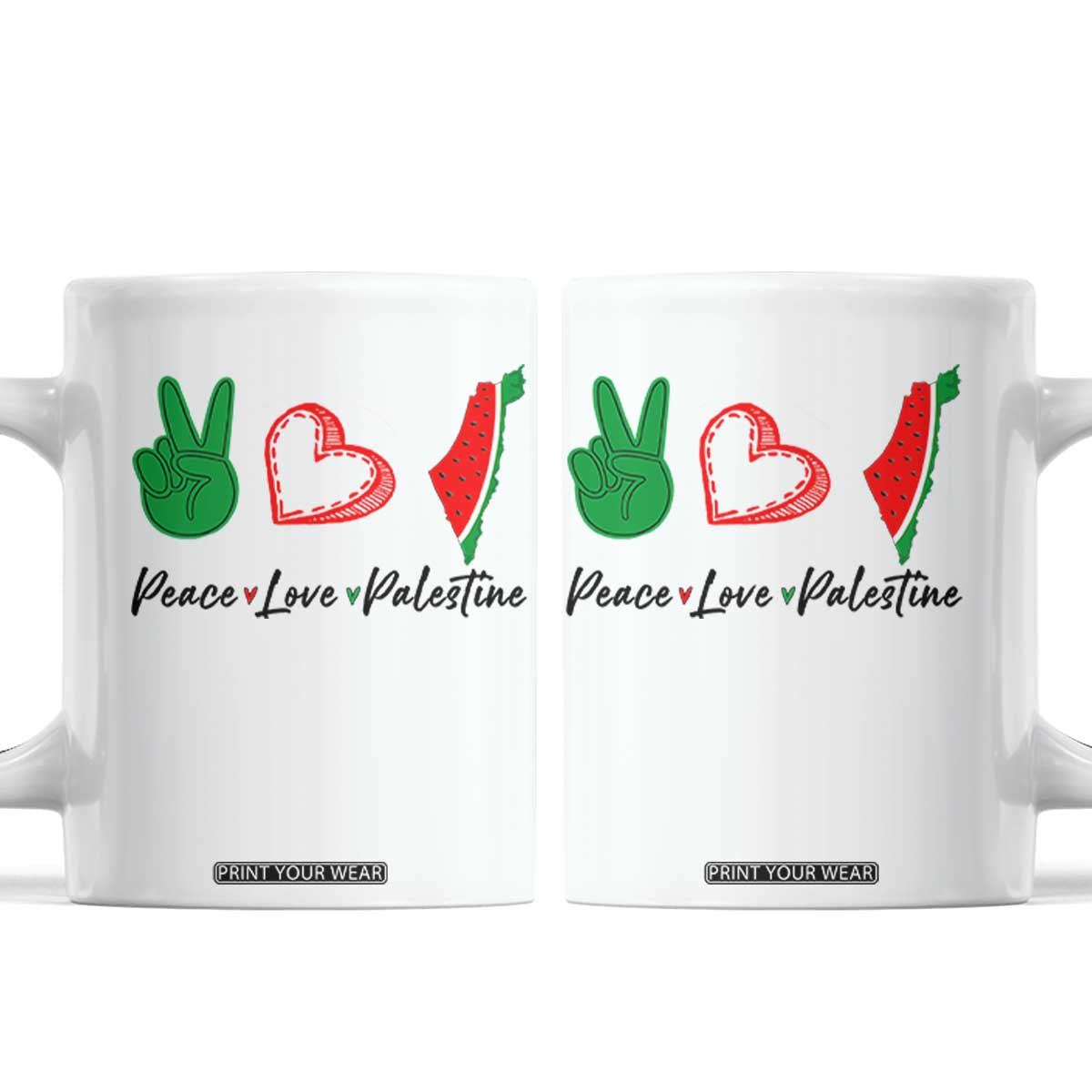 Peace Love Palestine Coffee Mug Gaza Palestinian Flag TS10 White Print Your Wear