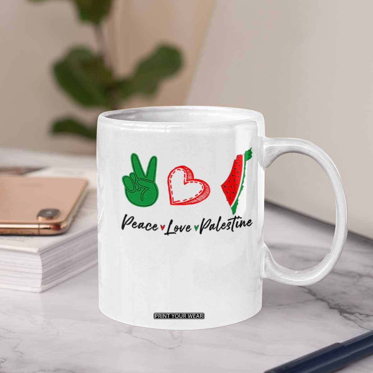 Peace Love Palestine Coffee Mug Gaza Palestinian Flag TS10 Print Your Wear