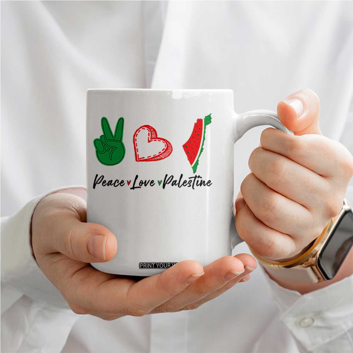 Peace Love Palestine Coffee Mug Gaza Palestinian Flag TS10 Print Your Wear
