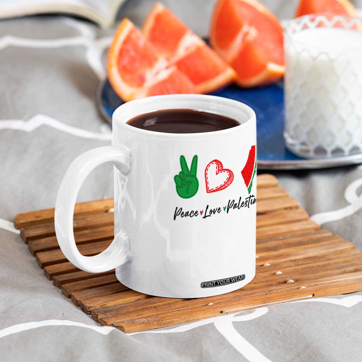 Peace Love Palestine Coffee Mug Gaza Palestinian Flag TS10 Print Your Wear