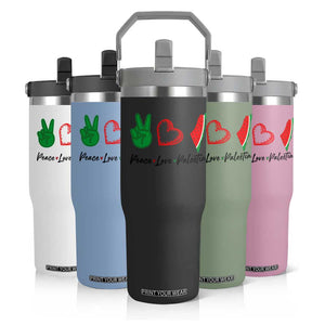 Peace Love Palestine Flip Straw Tumbler Gaza Palestinian Flag TS10 Print Your Wear