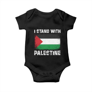 Stand With Palestine Baby Onesie - Gaza Palestinian Flag Solidarity Baby Bodysuit TS10 Black Print Your Wear
